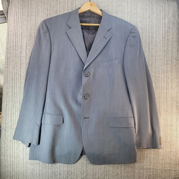 Ermenegildo Zegna Soft Blazer Mens 54 EU‎ Gray Herringbone Wool 2 Button Coat
